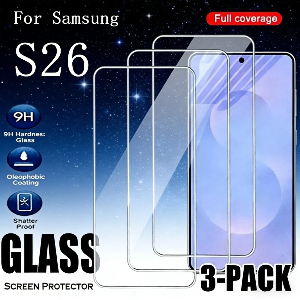 

3Pcs High Clear Tempered Glass for Samsung Galaxy S26 S25 S24 Ultra S23 S22 S21 Plus S26 S25 Edge Anti-Scratch Screen Protector