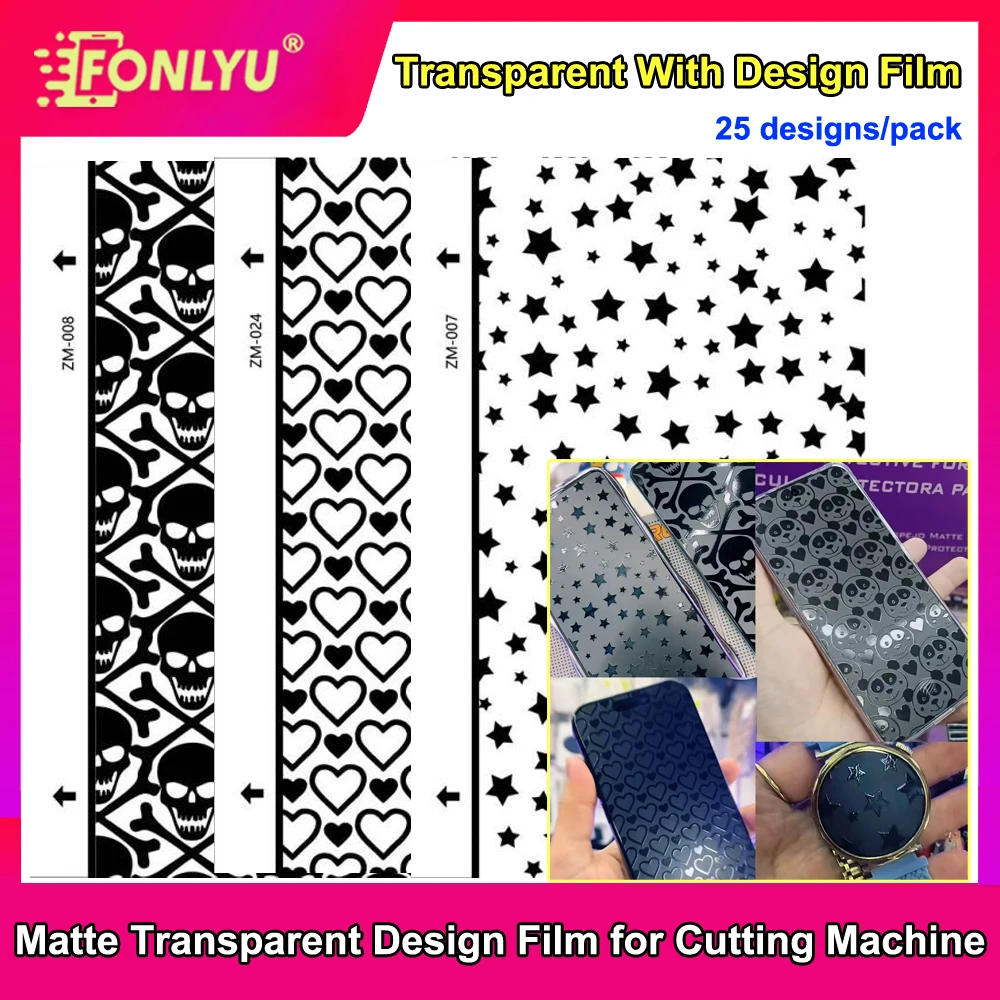 

FONLYU 50pcs 3D Transparent TPU Matte Films Screen Protector With Design Phone Back Skin Stickers for Hydrogel Plotter Machine