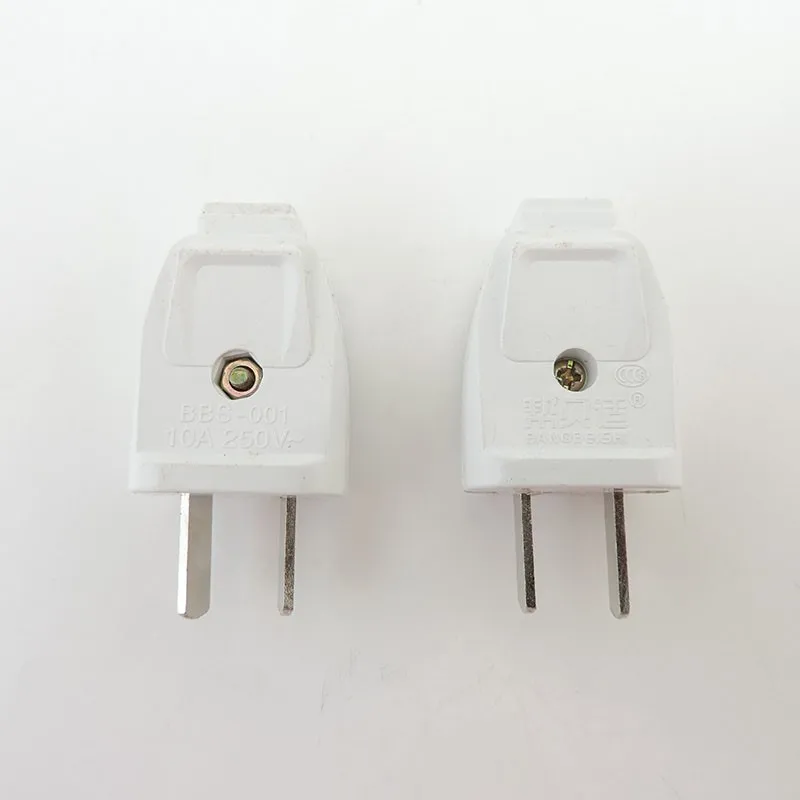 100v 220v 250v 10A  US AU Plug 2 Flat Pin Diy Replacement Rewireable Wall Power Plug Adapter AC White Color Rotatable C2