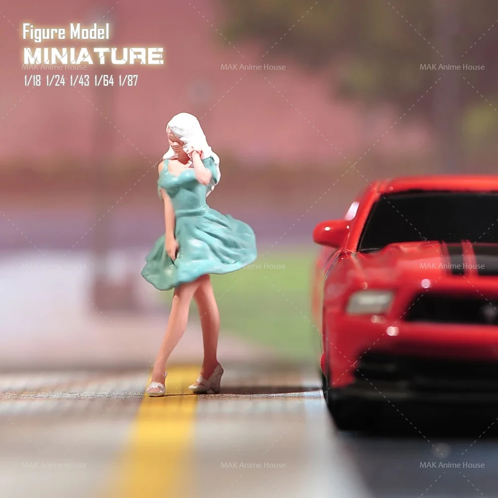 Miniatury 1/87 1/64 1/43 1/24 1/18 Figurki Seksowna Śliczna Nieśmiała Sukienka Z Wąsami Dziewczyna Lalka Model Dom Oryginalność Scena Samochód Zabawki