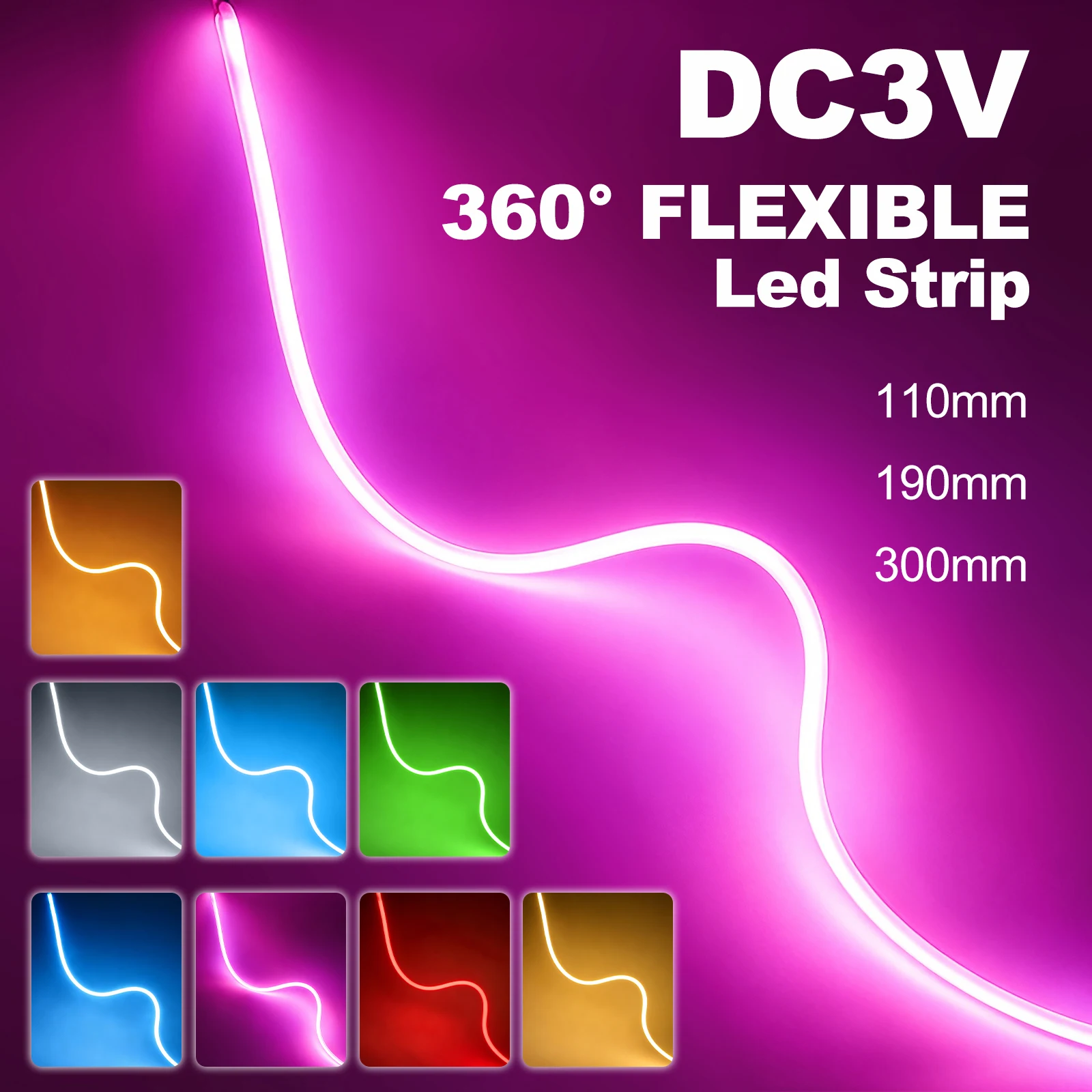  DC 3V COB LED Filament 110mm 190mm 300mm Free Cut Flexible DIY Edison Bulb Lamp Parts White Green Ice Blue Pink LED Diode