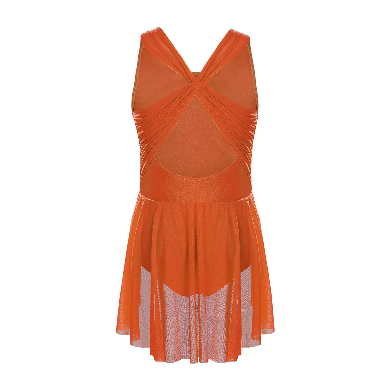 Children Figure Skating Dress Kids Girls Stage Performance Mesh Dress Ballet Lyrical Dance Costume Dance Leotards Dress