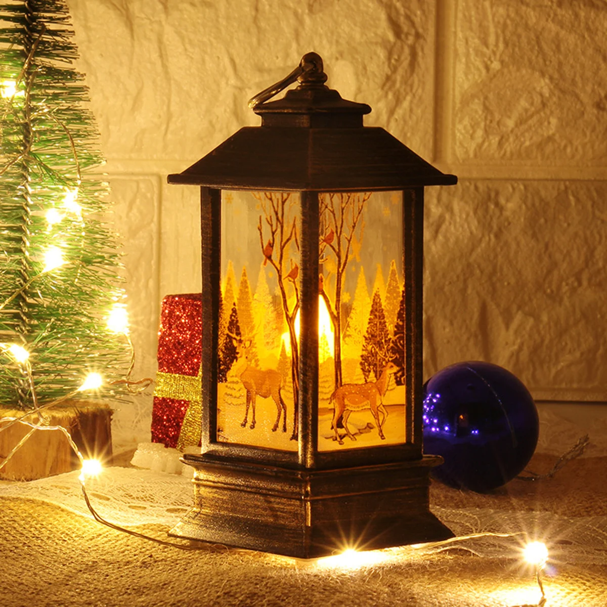 Christmas LED Lantern CUTE Xmas Santa Decor Light Torch Decorations Candle Christmas Wind Lantern Candlestick Lamp Night Light O