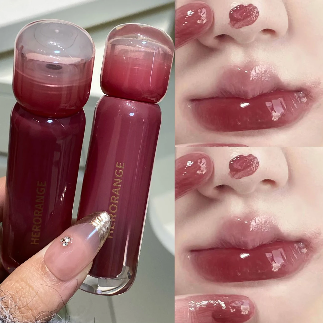 Uva ahumada, esmalte de labios rojo púrpura, brillo de labios de agua, lápiz labial líquido hidratante, tinte transparente, maquillaje, cosméticos coreanos para mujeres