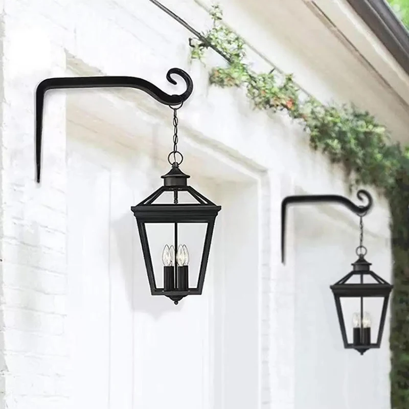 Wall Hanging Basket Iron Flower Pot Plant Support Hanger Hook Indoor Outdoor Home Garden Hanging Lantern Decoration