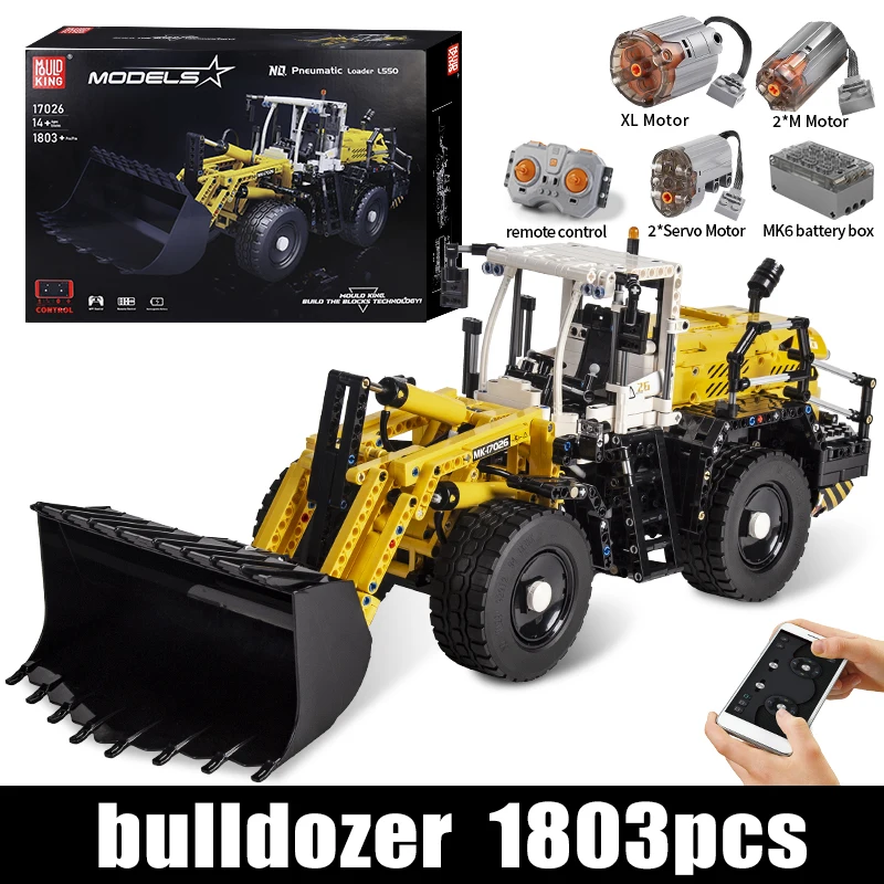 Mould King 17026 Technische Auto Speelgoed De APP&RC Gemotoriseerde Pneumatische Loader L550 Model Bouwblok Steentjes Kinder Kerstcadeaus