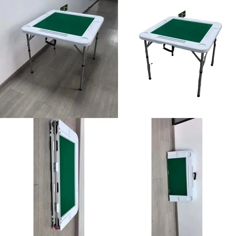 Modern White Plastic Metal Folding Dominoes Table Portable Gaming Poker Entertainment