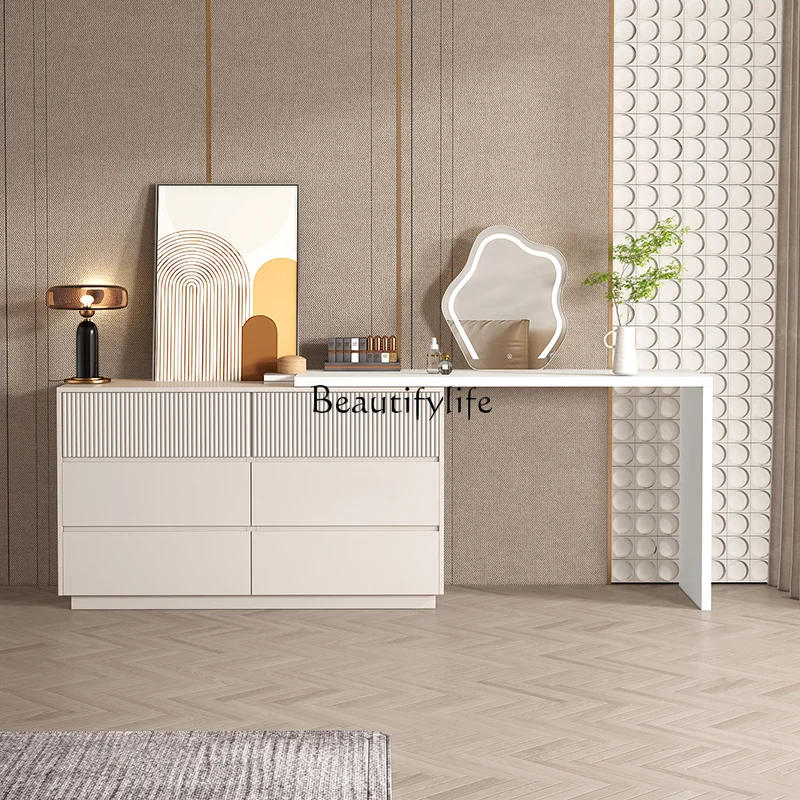 

*French cream wind chest, vanity table, integrated small apartment, bedroom, retractable corner dresser, bedside storage cabinet