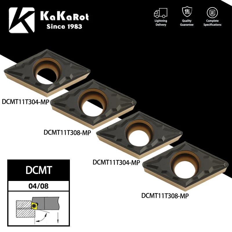 KaKarot 10pcs Carbide Insert DCMT11T304 DCMT11T308 MP Steel Turning Tool Holder Boring Bar CNC Cutter Wear resistant