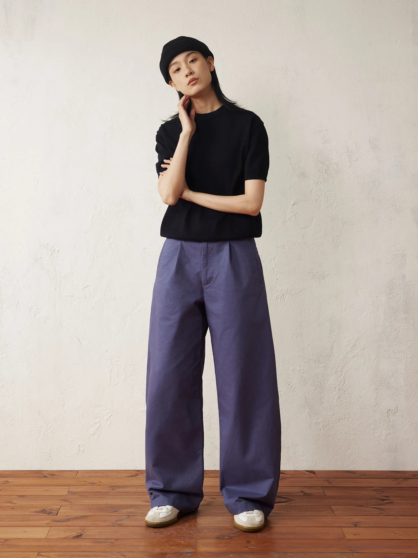 

Supertofu Loose Straight Leg Casual Pants Diamond Patterned Button Carbon inding Diagonal Cloth Summer Long Trousers