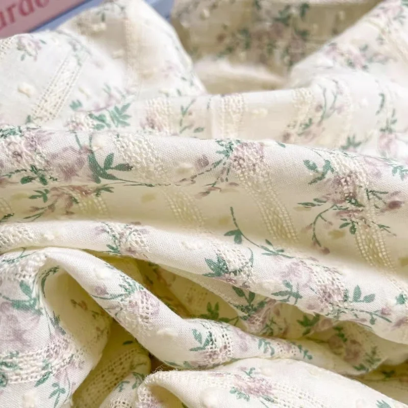 

100% cotton jacquard soft Korean-style floral fabric handcrafted curtain tablecloth new