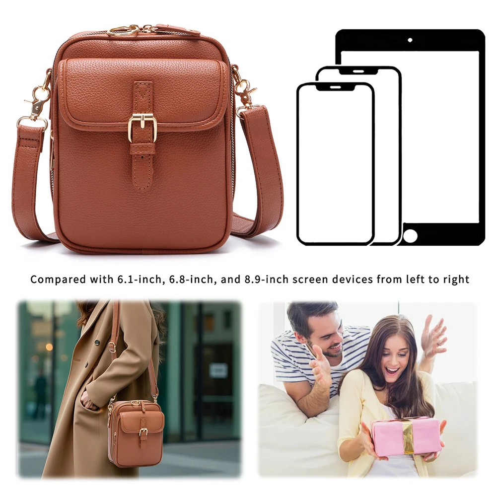 حقائب كروس نسائية مضادة للسرقة حقيبة كتف مقاومة للماء حقائب يد كلاسيكية سعة كبيرة حقيبة جلدية PU حقائب ساع حمل حقيبة