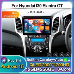 Android 15 Carplay Auto Car Radio For Hyundai I30 Elantra GT 2012 2013 2014 2015 2016 2017 Multimedia GPS Player Stereo video BT