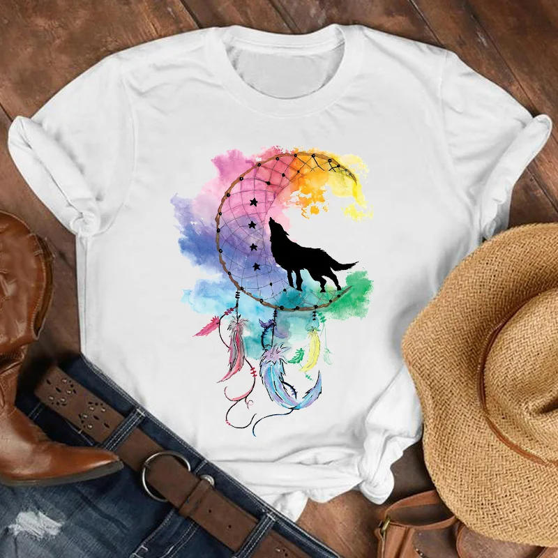 

Women Lady Feather Watercolor Animal Vintage 90s Summer Fall Shirt Pretty Womens Top Nice Print T Tshirt Tee Graphic T-shirt