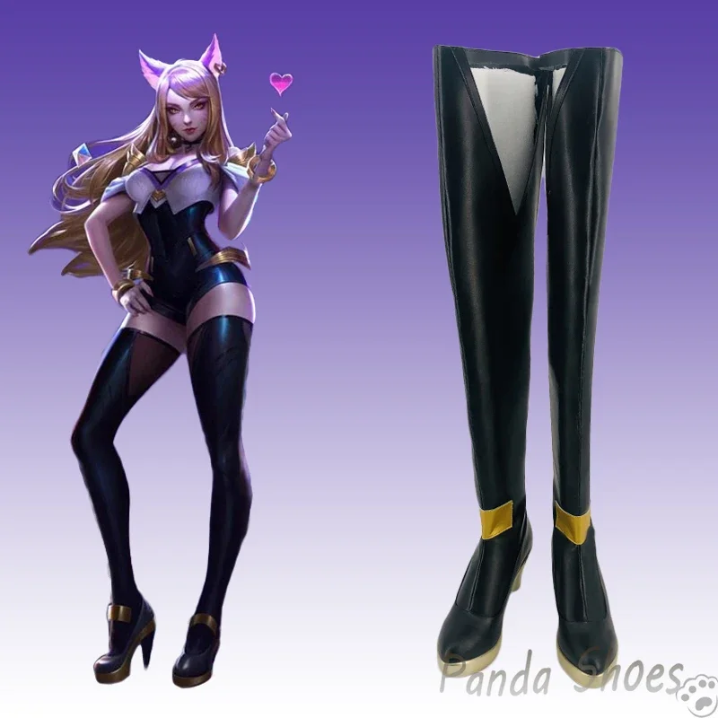 LOL Ahri Cosplay Shoes Anime Game League of Legends Cos Black Long Boot Fox Ahri Cosplay Costume Prop Shoes for Halloween Party