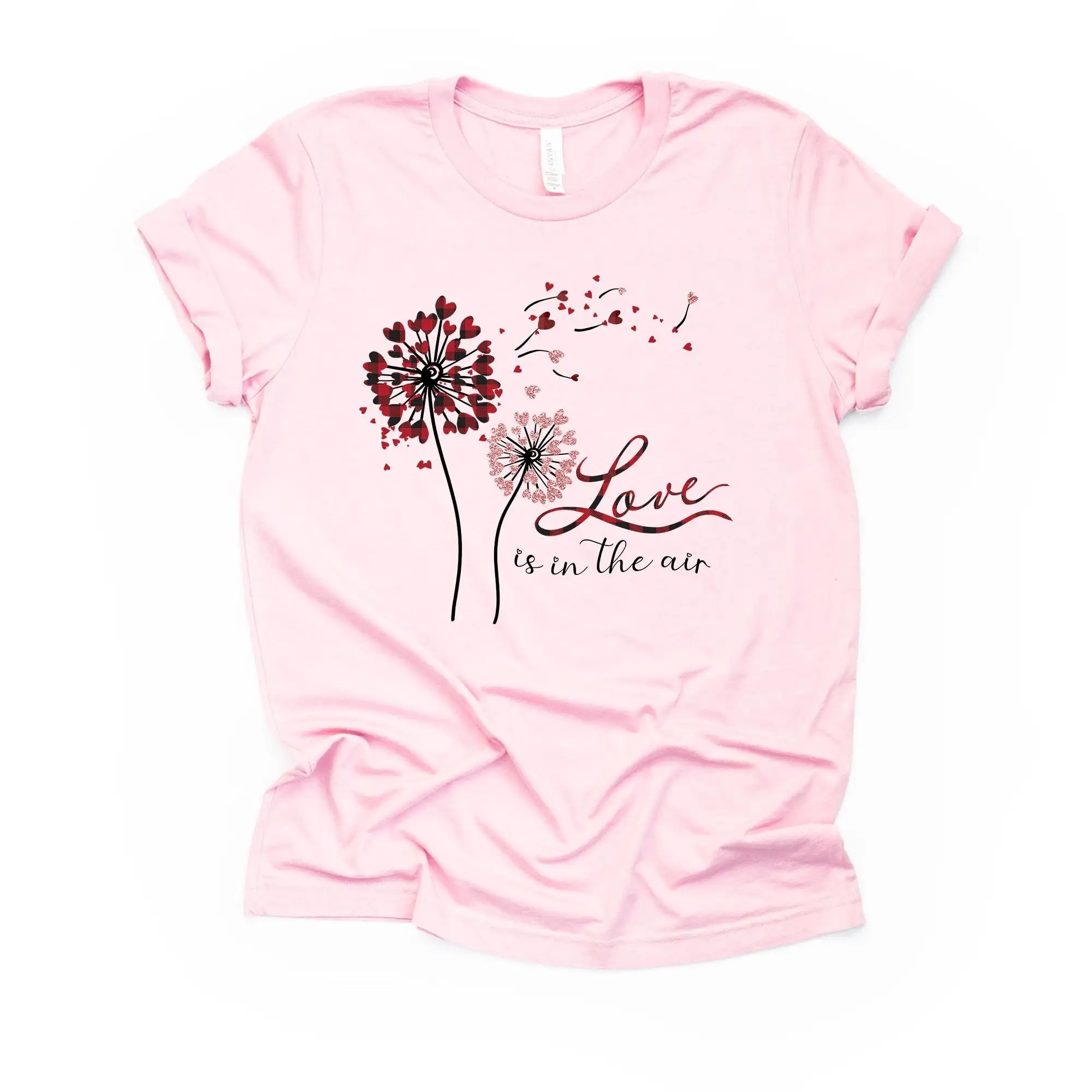 Valentine'S Day T Shirt Cute Heart Dandelions Love Is In The Air Design On Premium Unisex 3 Color Choices 3X Valentine 4X