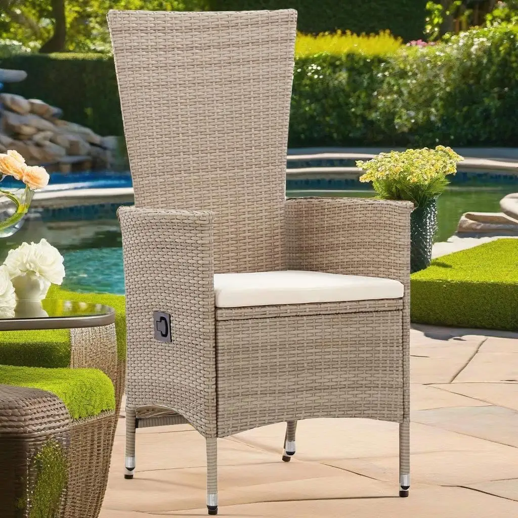 5-Piece Beige Patio Dining Set with Cushions - Outdoor Garden Furniture