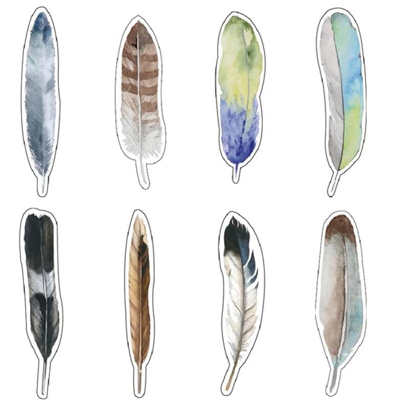 30pcs/Pack Cute Creative Colorful Feather Paper Bookmark Stationery Bookmarks Book Clip Office Accessories School Supplies