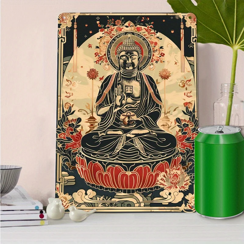 

Buddha Theme Aluminum Sign Wall Art, Retro Metal Decor for Home, Garage - Waterproof, Weather-Resistant, Indoor & Outdoor Use