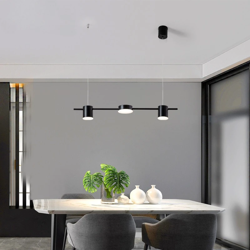 Moderne minimalistische LED-Deckenpendelleuchte für Wohnzimmer, Küchenpendelleuchte, kreative dimmbare Innenbeleuchtung, Gold/Schwarz