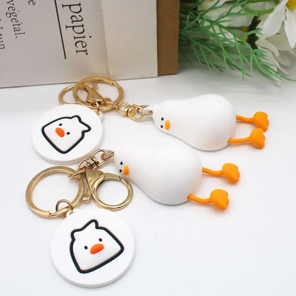 Lying Down Duck Cartoon Lying Down Duck Keychain Animal PVC Lying Duck Doll Keyring Trinket Cartoon Pendant Accessories