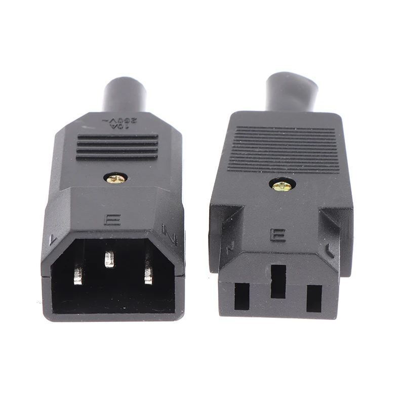 1PC Socket Straight Cable Plug Connector C13 C14 16A 250V Black Female&male Plug Rewirable Power 3 Pin Connector