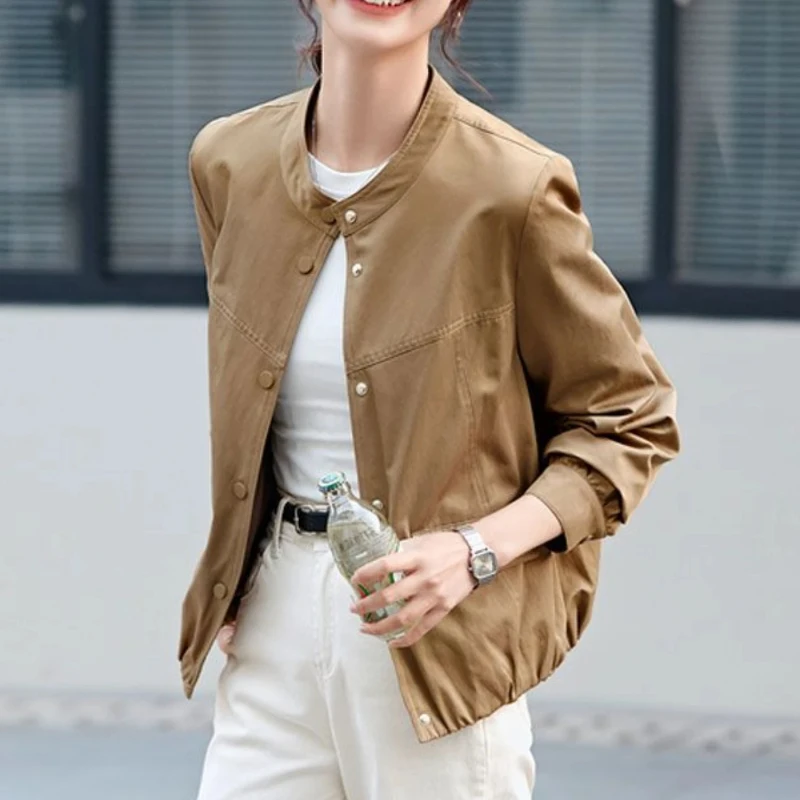 Baseball Aviator Coat Woman Loose Vintage Plain Bomber Jacket for Women Sale Chic Cheap Long Sleeve Deals Fashion Elegant Casual