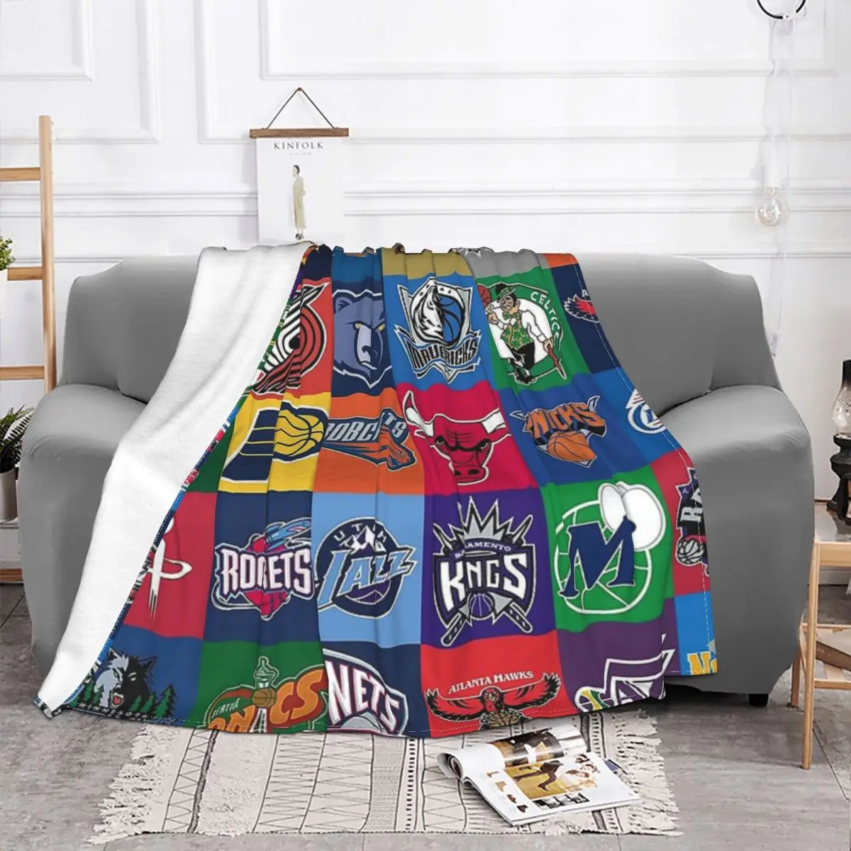 Basketball USA Poster Blanket Bedspread On The Bed Vintage For Bed