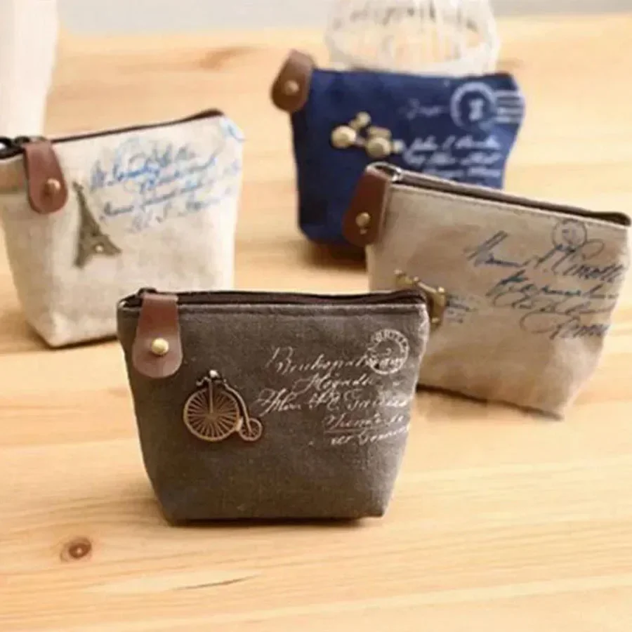 Women's Canvas Coin Purse Lady Fashion Small Mini Coin Pouch Wallet Zipper Money Key Bags Mini Coin Bag Card Holder Carteras