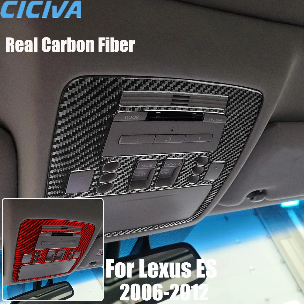 Real Carbon Fiber Car Accessories Reading Light Trim Cover Soft Sticker For Lexus ES240 ES350 2006 2007 2008 2009 2010 2011 2012