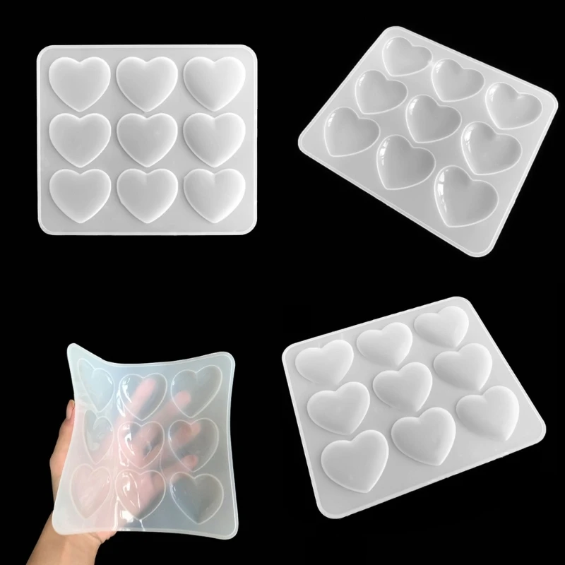 3D Mirror Face Peach Heart Silicone Mold Epoxy Ornaments Mold Resin Casting Mold