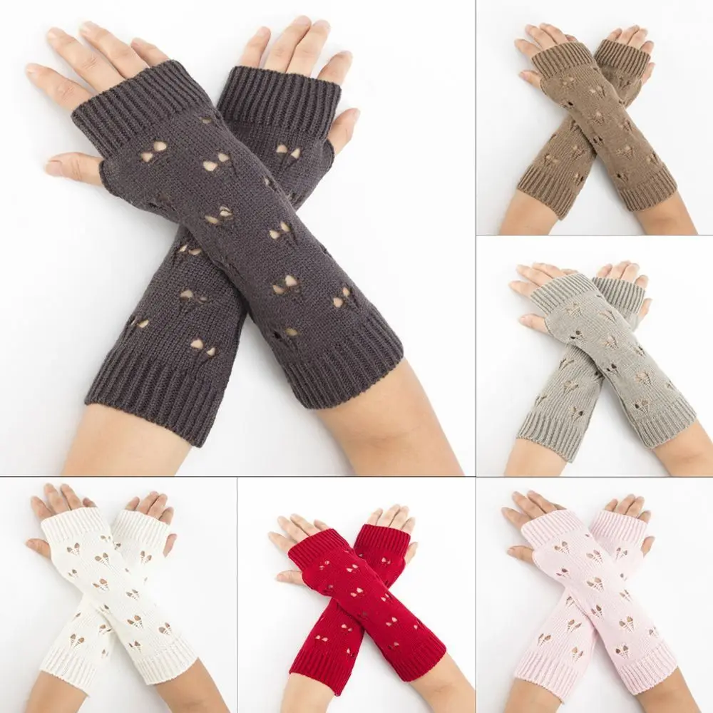 الجوف خارج تصميم محبوك قفازات الذراع الكروشيه دفئا حورية البحر تصميم مدفئات للذراع لينة محبوك أسود اللون قفازات الحياكة