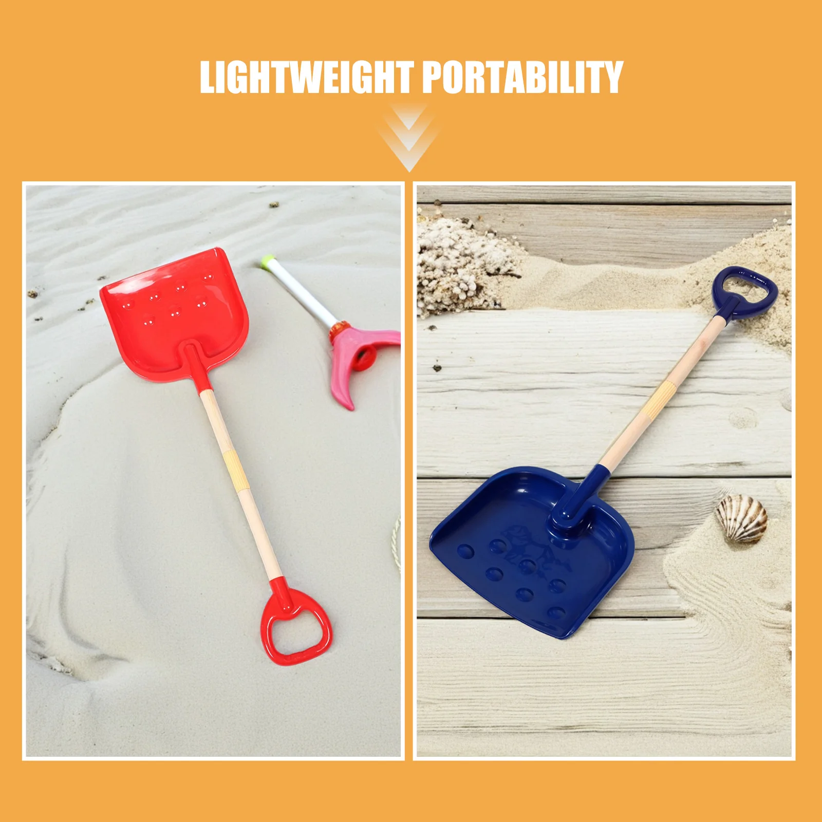 2Pcs Kids Outdoor Shovel Set - Sand Snow Digging Tools with Comfort Grip - Rugged Lightweight Plastic for Beach Backyard