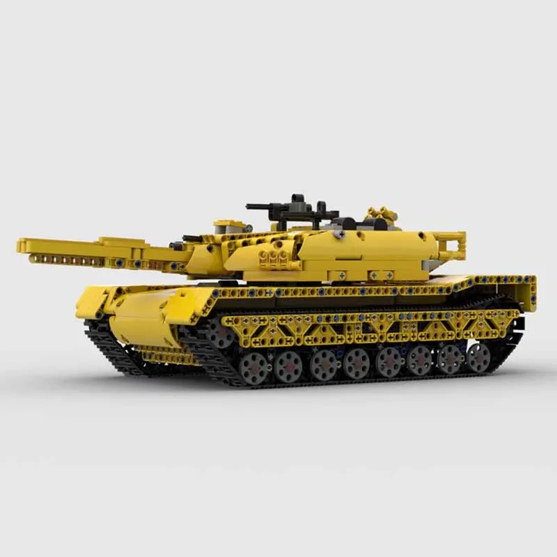 Popular Military Equipment MOC Building Brick Yellow Painted RC Tank Modular Technology Gifts Holiday Assemble Children Toy Suit