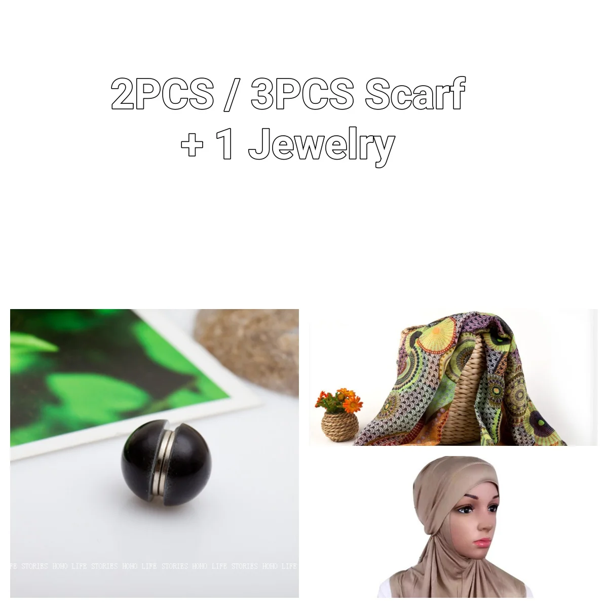 Hijab Scarf Mystery Box 2pcs/3pcs Carf With Jewelry Random Style Clearance Free Shipping