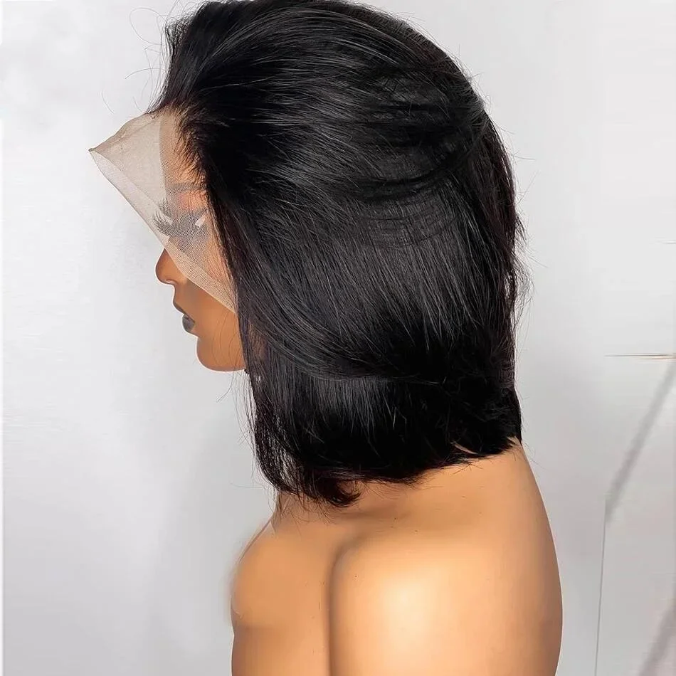 لينة الطبيعية أسود طويل غلويليس 200 الكثافة مستقيم الدانتيل 5x5 الحرير قاعدة باروكة من شعر طبيعي للنساء BabyHair preplucked