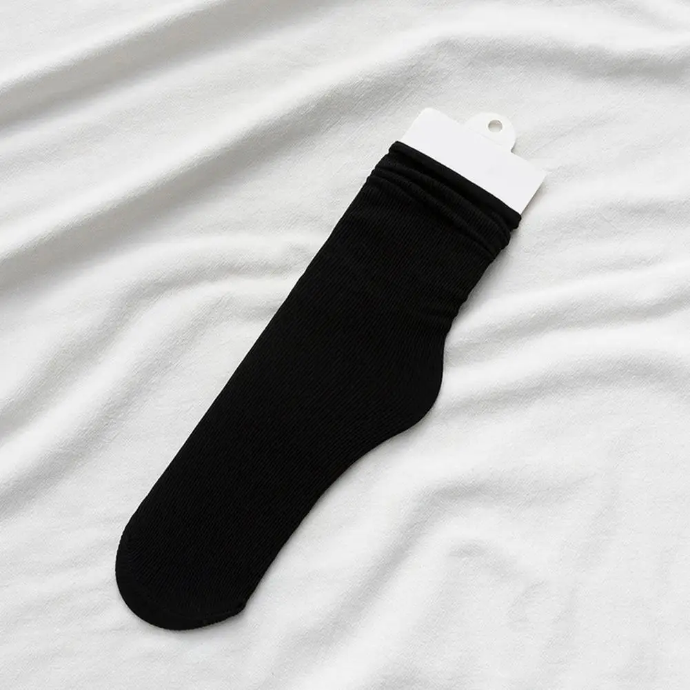 Velvet Socks Japanese Style Women's Mid-tube Curled Edge Socks with High Elasticity Anti-slip Features Soft for Active