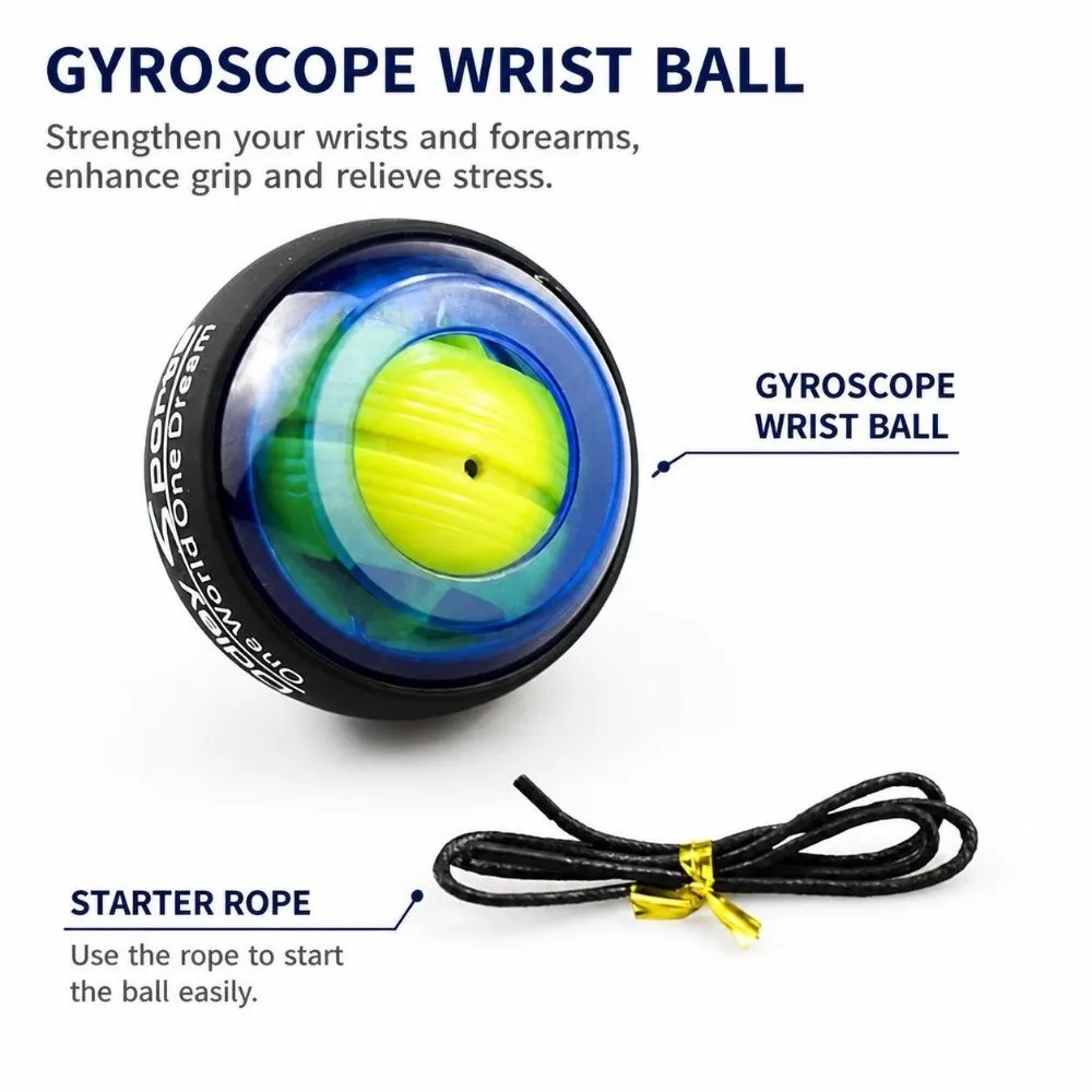 Wrist Strengthener Gyro Ball LED Glowing Training Exercise Tool Wrist Power Gyro Ball Forearm Exerciser Force Strength Ball