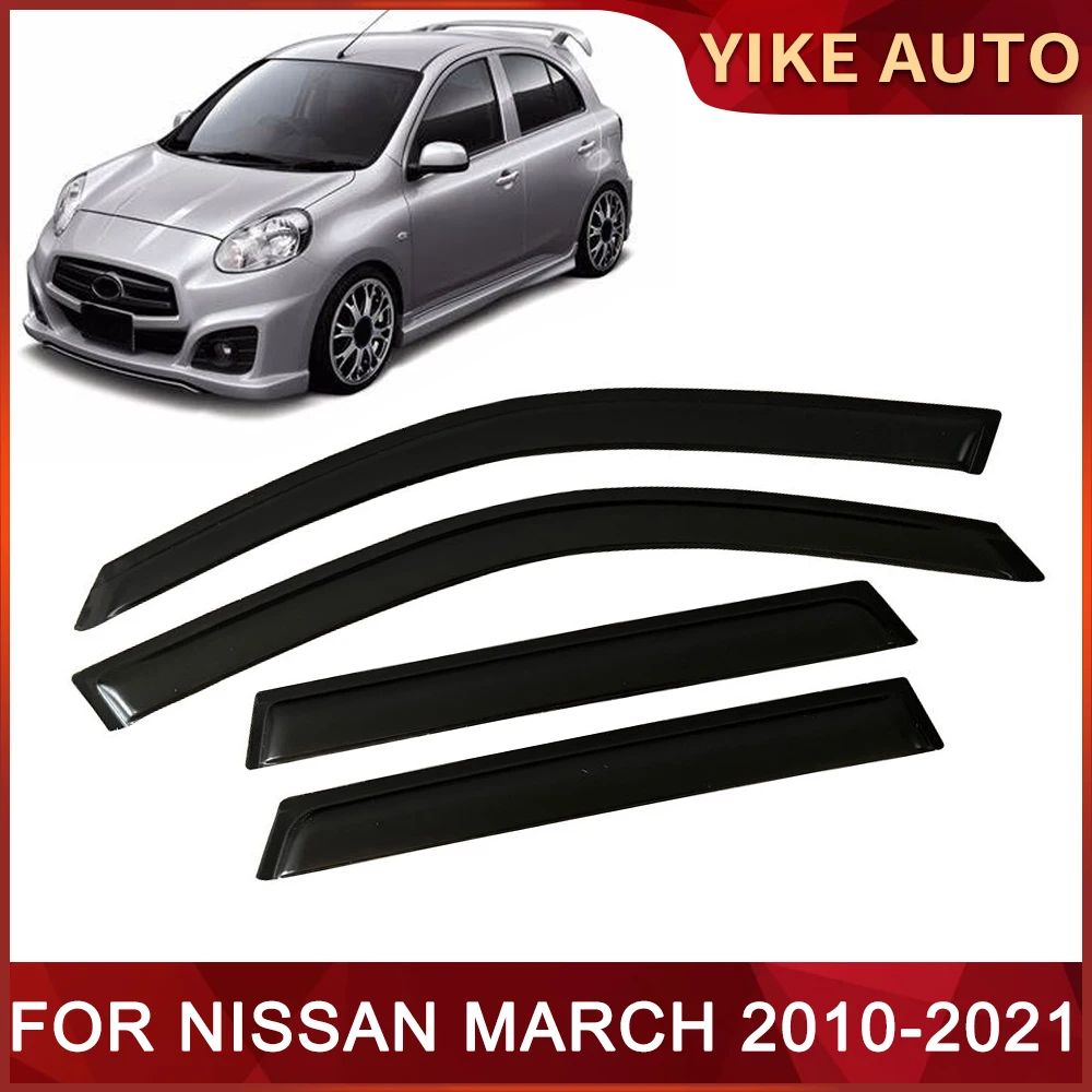 

Window Visor for NISSAN March K13 2010-2021 Weathershied Door Visor Wind Sun Rain Guards Side Window Wind Deflectors Auto