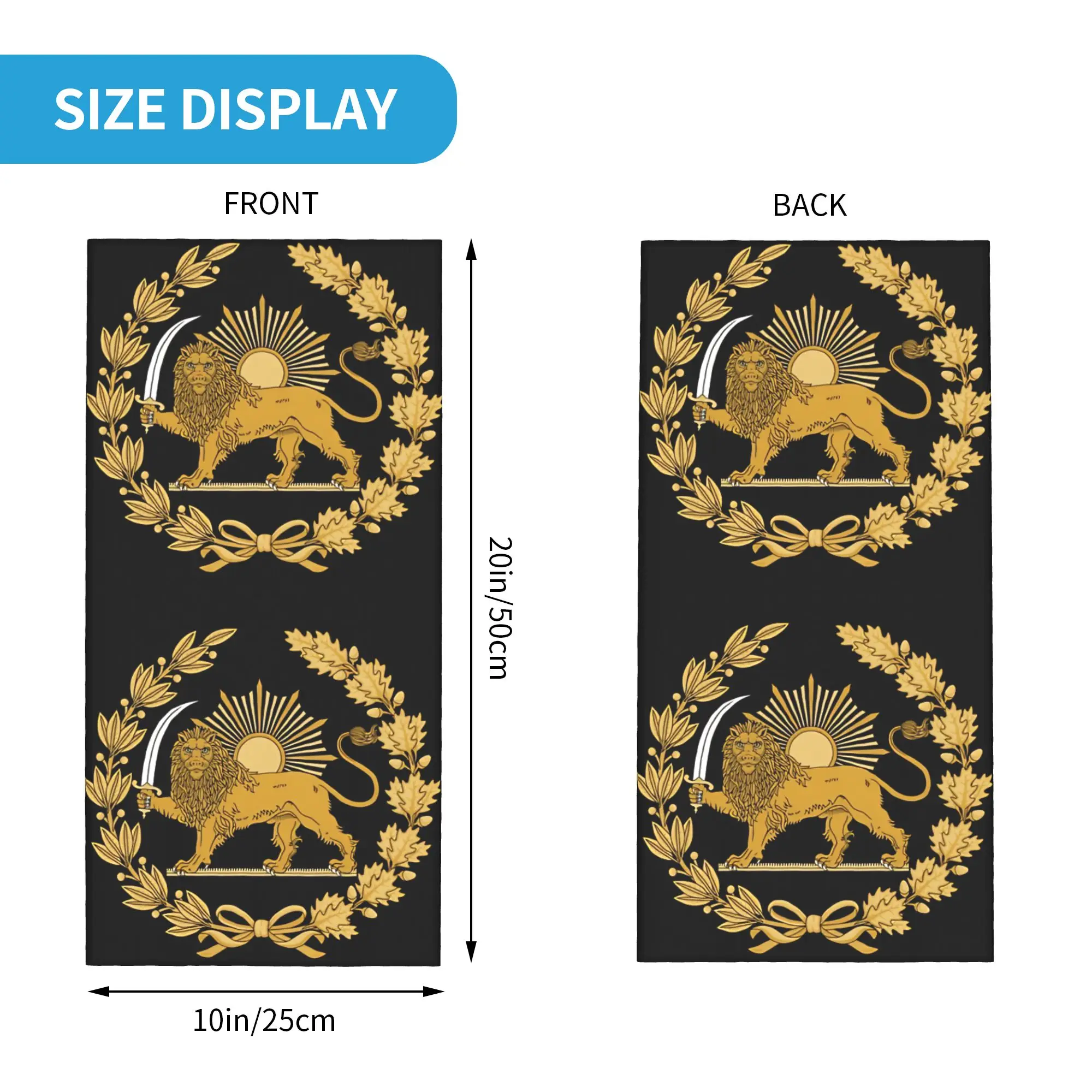 Lion and Sun Emblem of Persia Iran Bandana  Funny Bicycle Mask Hiking Camping Sun Protection Balaclava Neck Warmer Face Masks