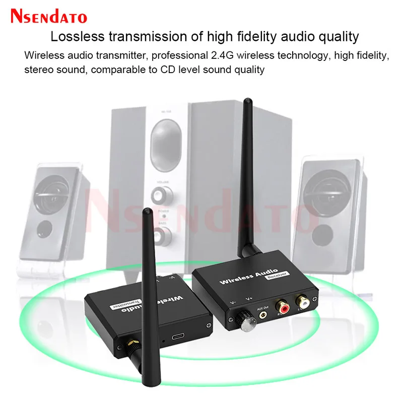 50 متر لاسلكي جهاز ريسيفر استقبال وإرسال الصوت محول 2.4G محول لاسلكي رقمي مع 3.5 مللي متر R/L AUX ل صندوق التلفزيون DVD الكمبيوتر المحمول المتكلم