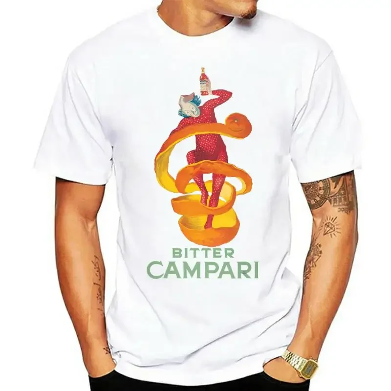 T-shirt For Men Black Bitter Campari Poster Screw Neck anime clothes new in tops & tees streetwear Outfits  Short Sleeve  2024