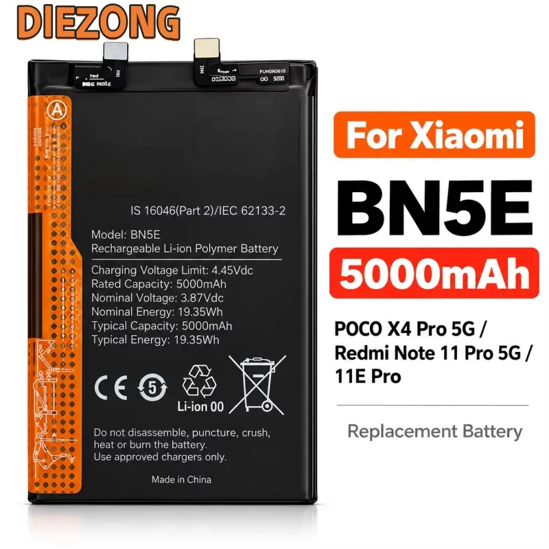 Premium Replacement Lithium Battery BN5E BM69 for Xiaomi Redmi Note 11 Pro 5G 11E Pro Poco X4 X7 Pro K80 Turbo