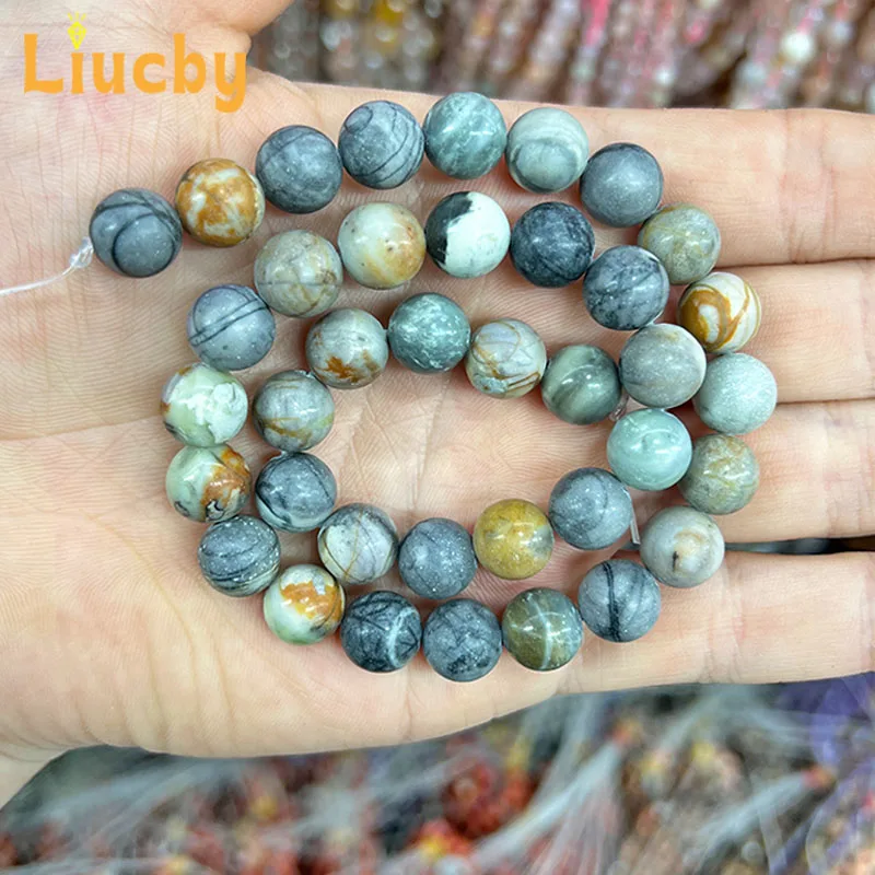 Naturstein Gelb Picasso Jaspis HandmadeBeads Für Schmuck Machen DIY Zubehör Charm Armband 15" Großhandel 4/6/8/10/12mm – Detail 7