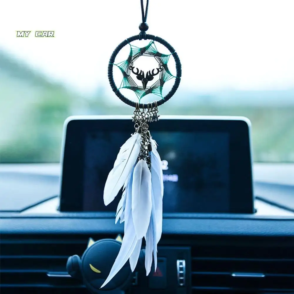 Handmade Dreamcatcher Car Pendant Adornment Crafts Car Hanging Ornament Good Luck Delicate Macrame Wall Hanging Home Decoration