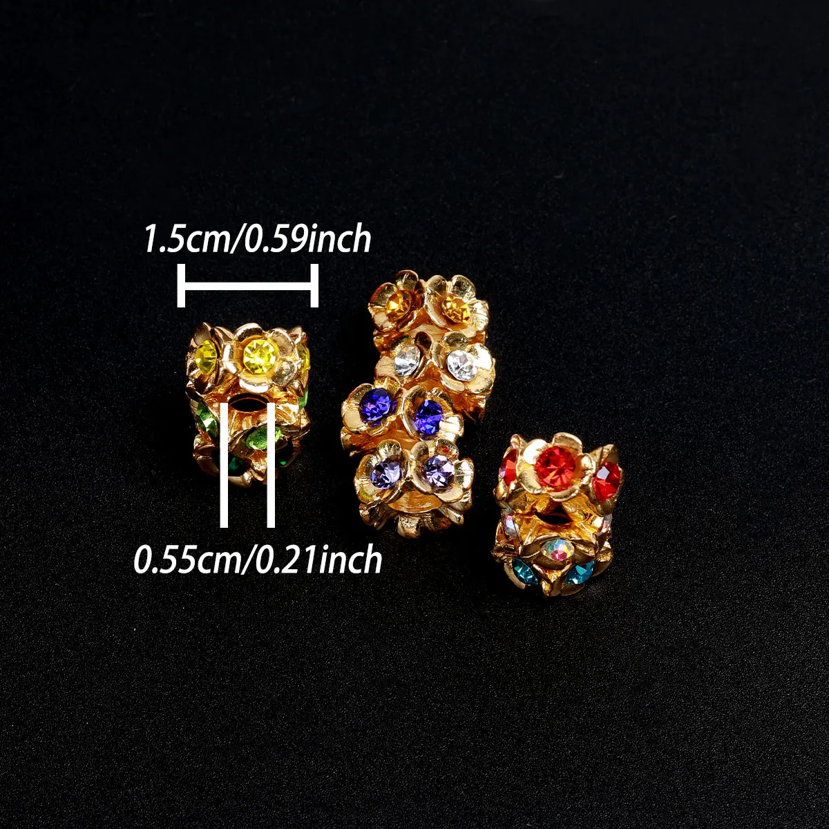 15 قطعة 1.5x0.8 سنتيمتر مزيج لون عشوائي تضمين وميض ملون حجر الراين زهرة شكل Macroporous الخرز الإبداعية القلم للمجوهرات