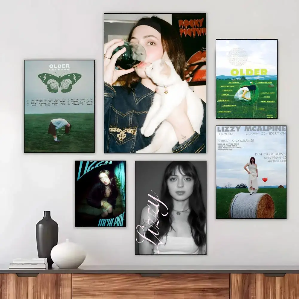 Singer Lizzy McAlpine Poster Waterproof Sticky WallArt Print For Bedroom Living Room Hallway Bar Home Decor