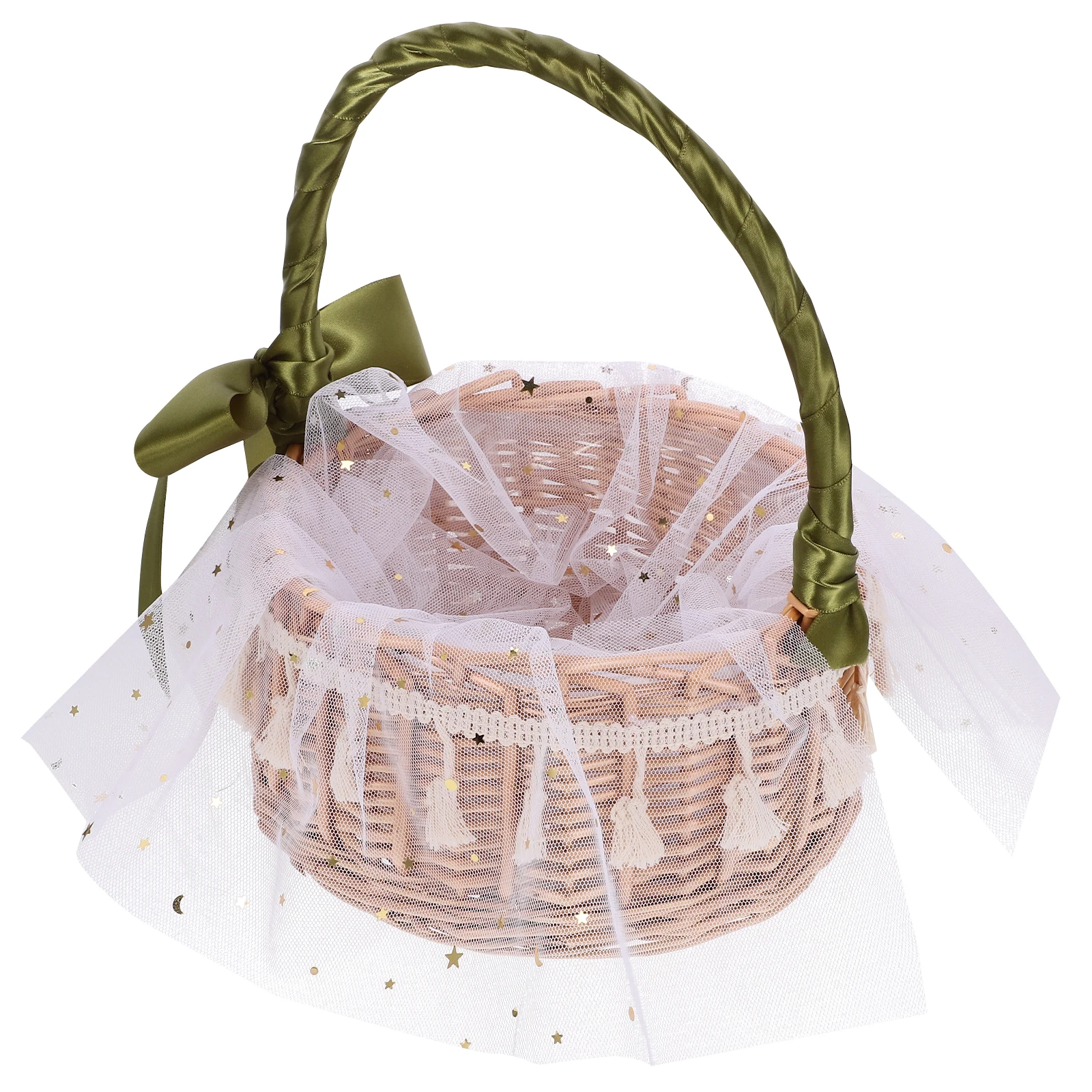 

s Woven Handmade Storage Baskets for Gifts Lightweight Decorative Flower Basket Handle Girls Kids Party Gift Wicker