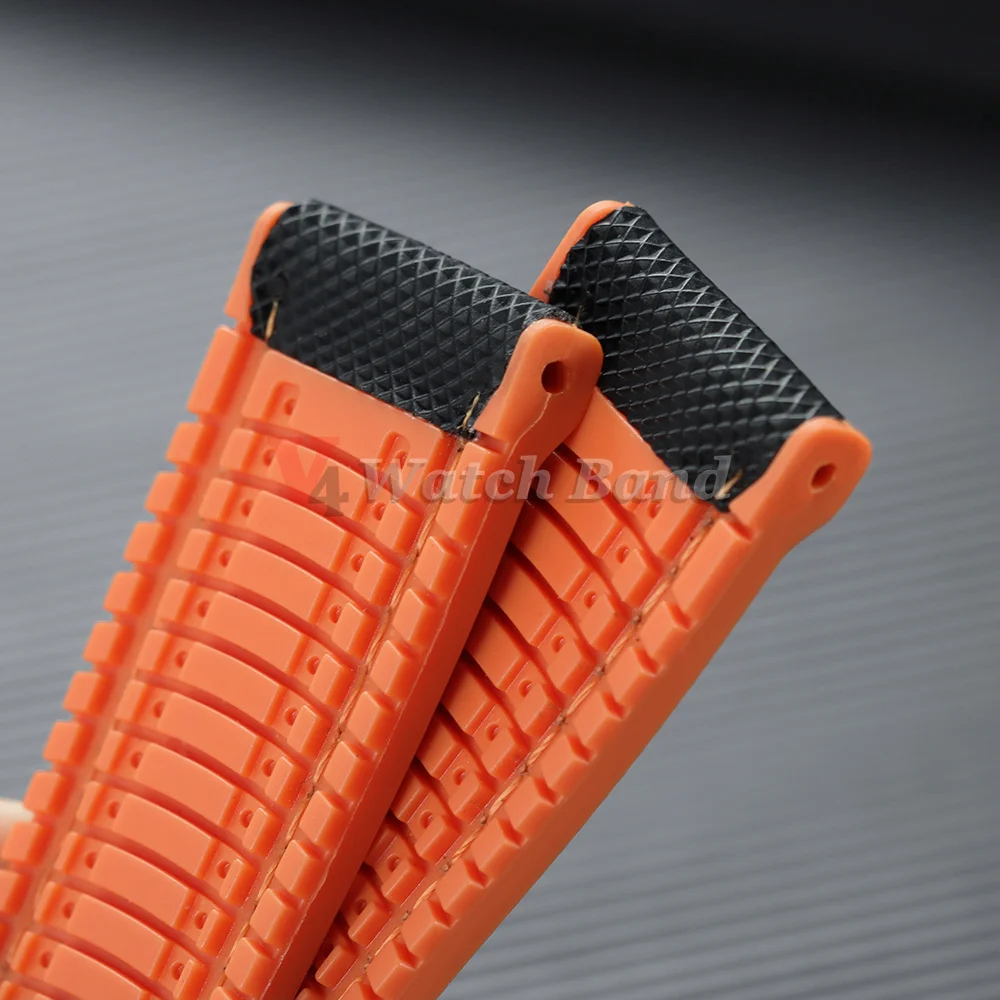 18/19/20/21/22/24mm Nylon-Segeltuch-Gummi-Hybrid-Uhrenarmband für Herren und Damen, Silikon, wasserdicht, orange-blaue Armbänder – Detail 13