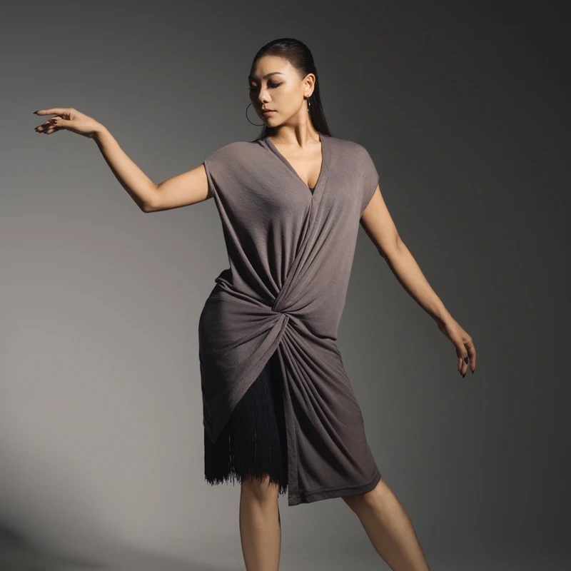 4 Colors Short Sleeves Latin Dance Training Dress Women's Adults Ballroom Dance Smock Ladies Rumba Salsa Samba Dance Wear